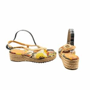 The original Car Shoe Espadrille Wedge Sandals EU 37 US 6.5 Made in Italy Floral